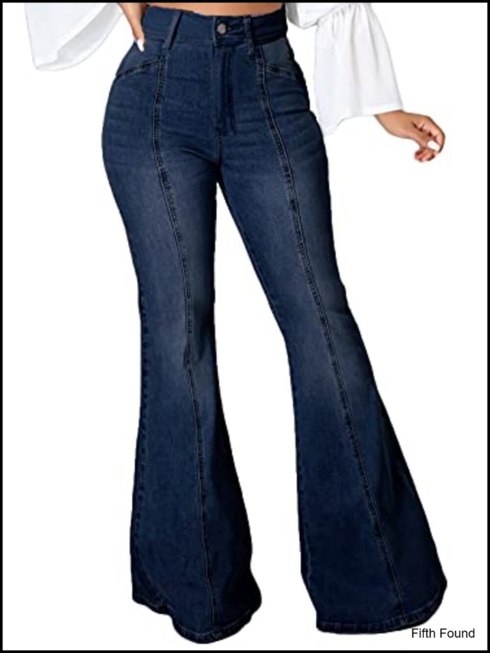SeNight Women's Ripped High Waist Flared Jeans Raw Hem